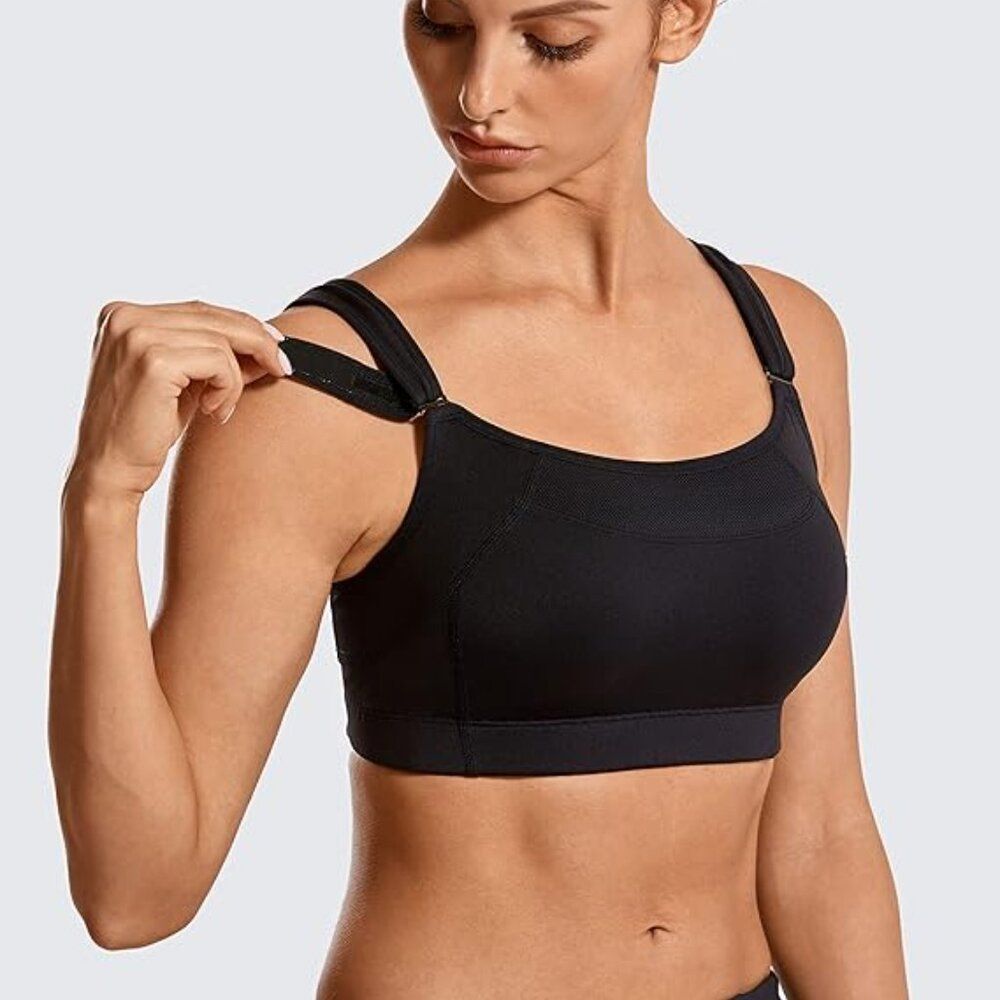 Syrokan Set of 4 Black Front Adjustable High Impact Wirefree Sports Bras 38E